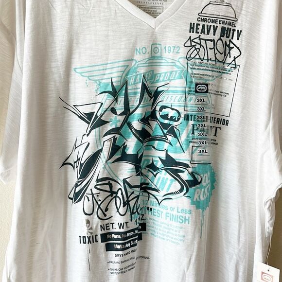 NWT Ecko Unltd V Neck White Tee Top - Picture 3 of 5